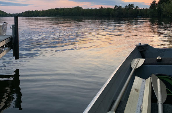 Sampling at sunset on Little Arbor Vitae Lake. Credit: Alberto Salazar