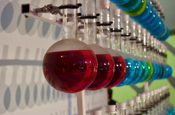 Beakers in a lab