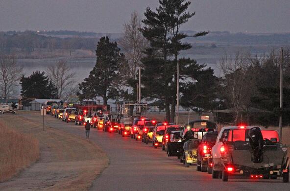 cars at lake