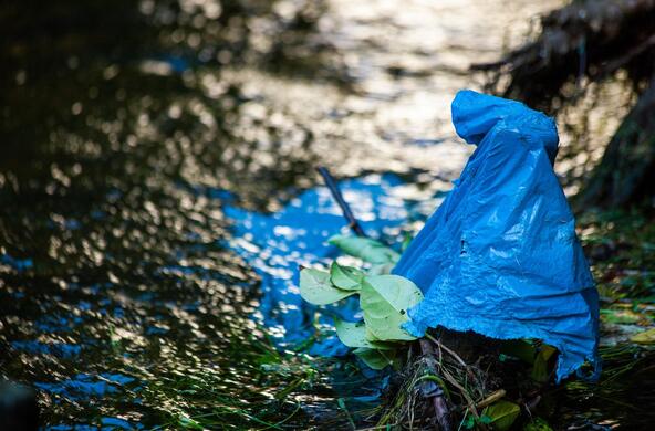 plastic in river