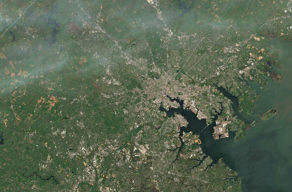 satellite image of baltimore and surrounding areas
