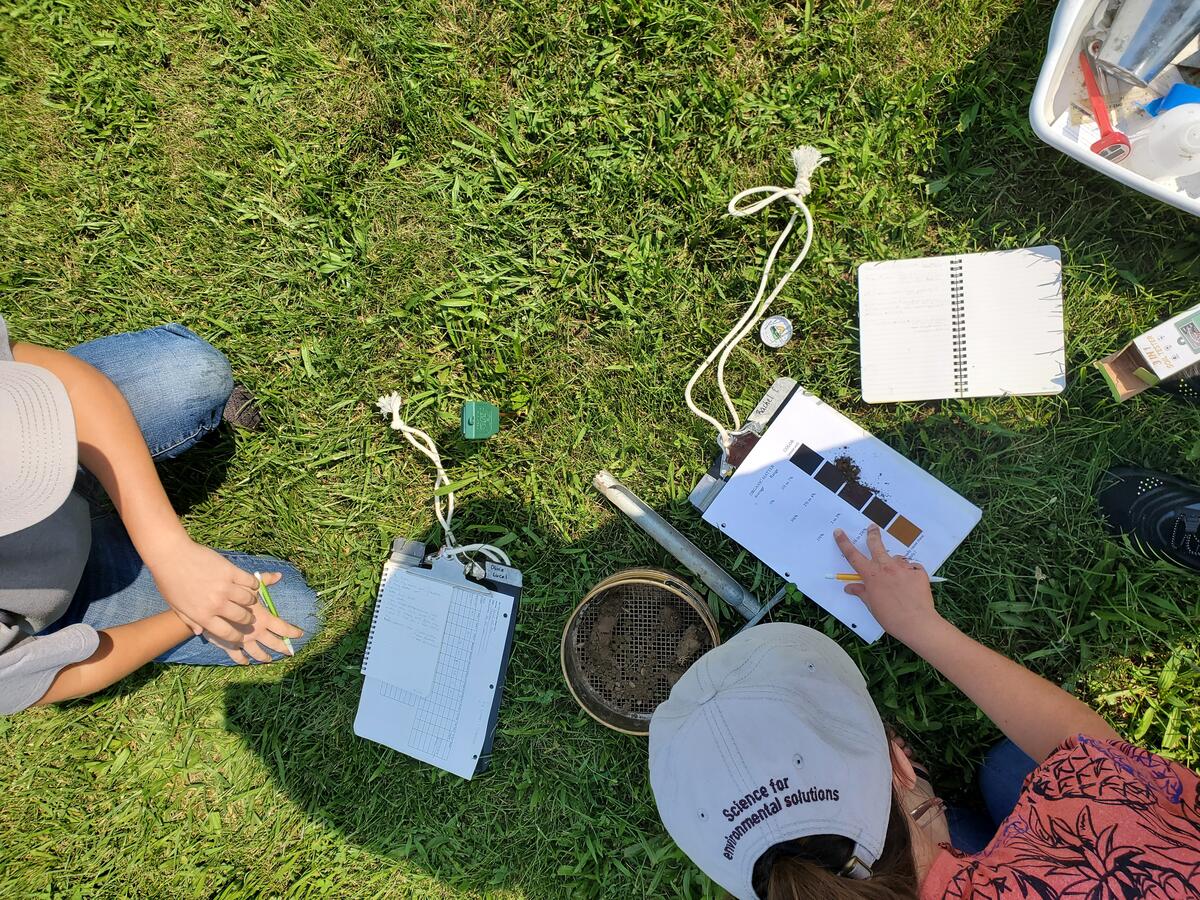 MH-YES students performing soil studies at Cary Institute