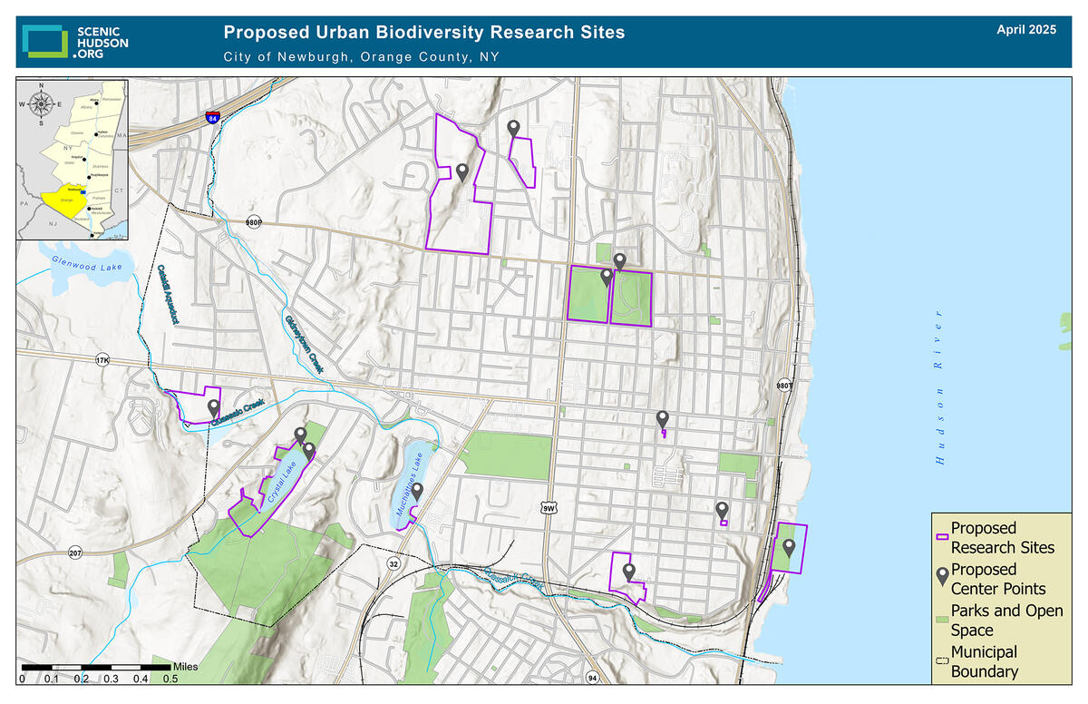 map of potential research sites in Newburgh, NY
