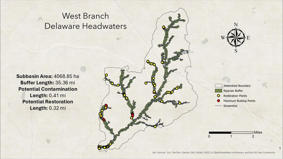 watershed map of pollution and buffer zones